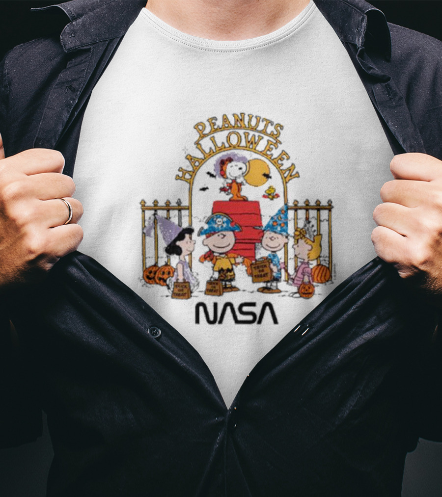 Peanuts Halloween Trick Or Treat With NASA Space T-Shirt