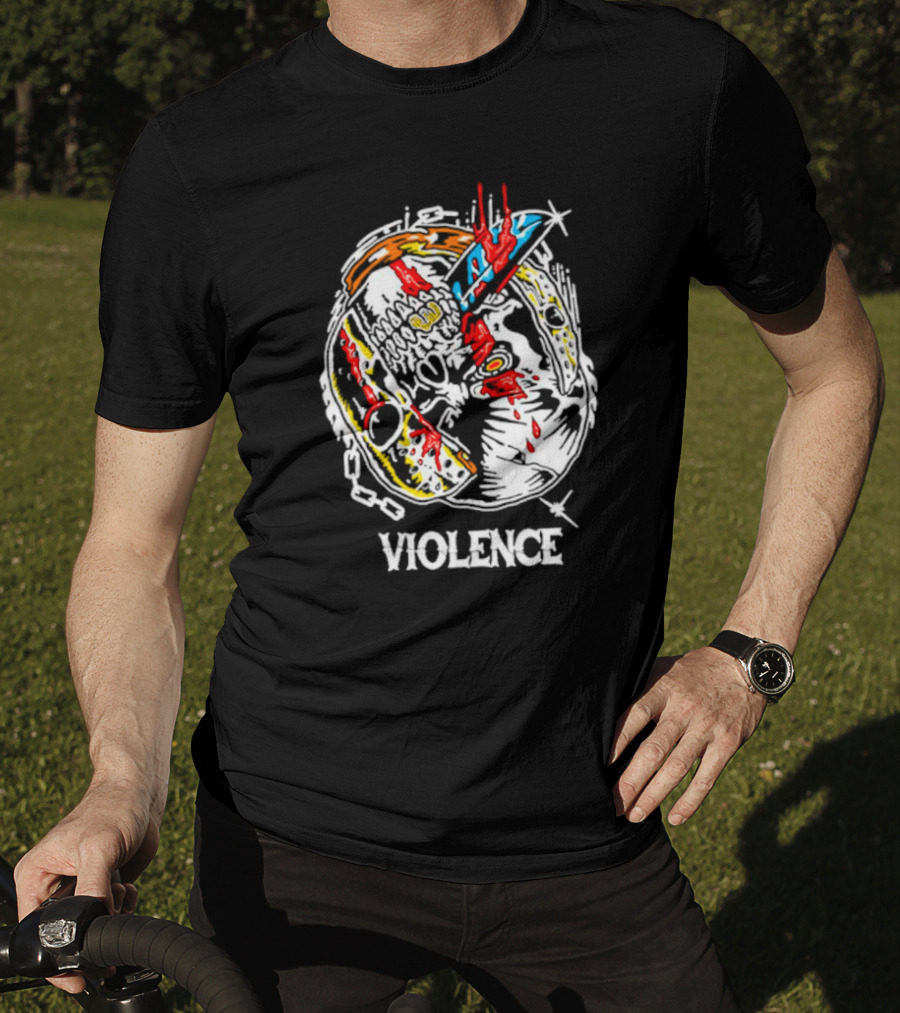 Slasher Mask Chainsaw Knife Violence T-Shirt