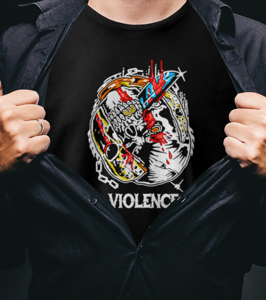 Slasher Mask Chainsaw Knife Violence T-Shirt