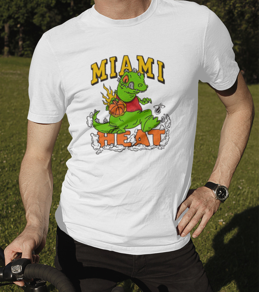 Miami Heat Reptar Holding Basketball Rugrats Crossover T-Shirt