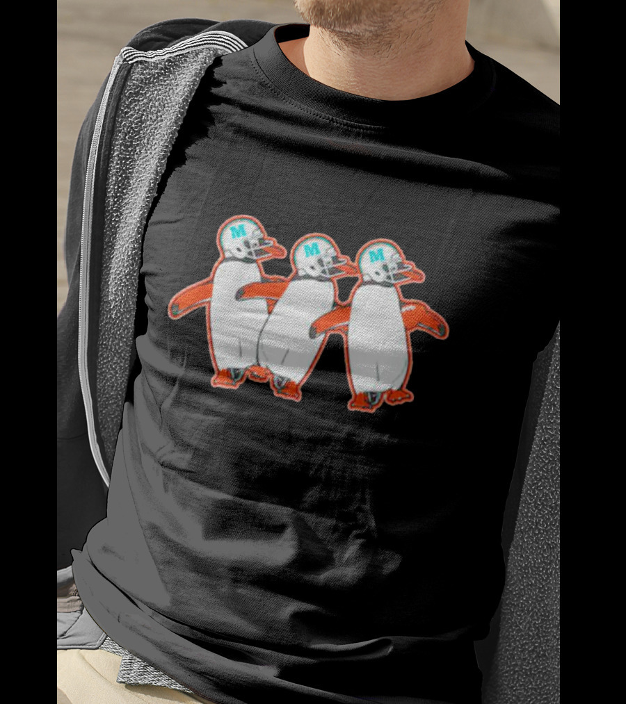 Miami Hurricanes Penguins Marching With Helmets T-Shirt