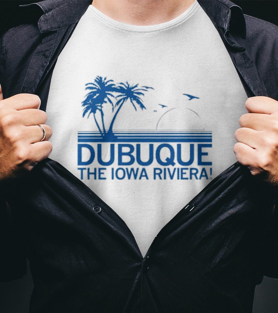 Dubuque The Iowa Riviera Palm Trees Ocean Sunset T-Shirt