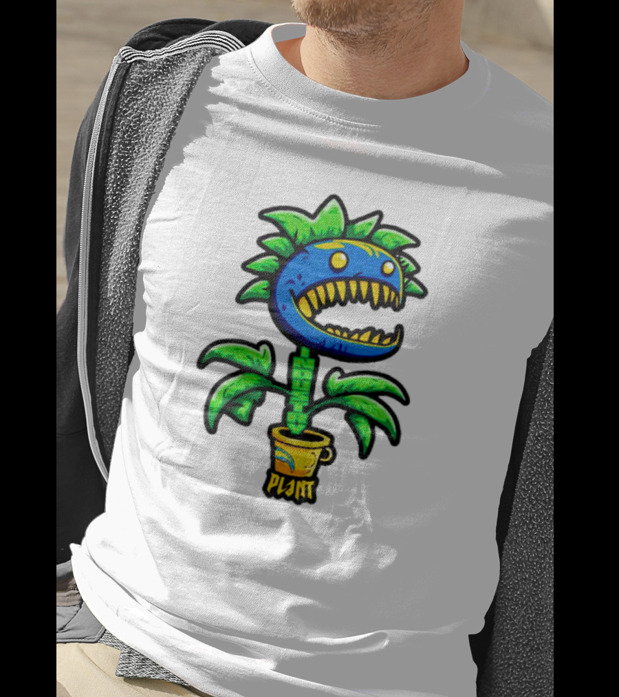 Industry Plant Blue Monster With Yellow Teeth In Yellow Pot T-Shirt