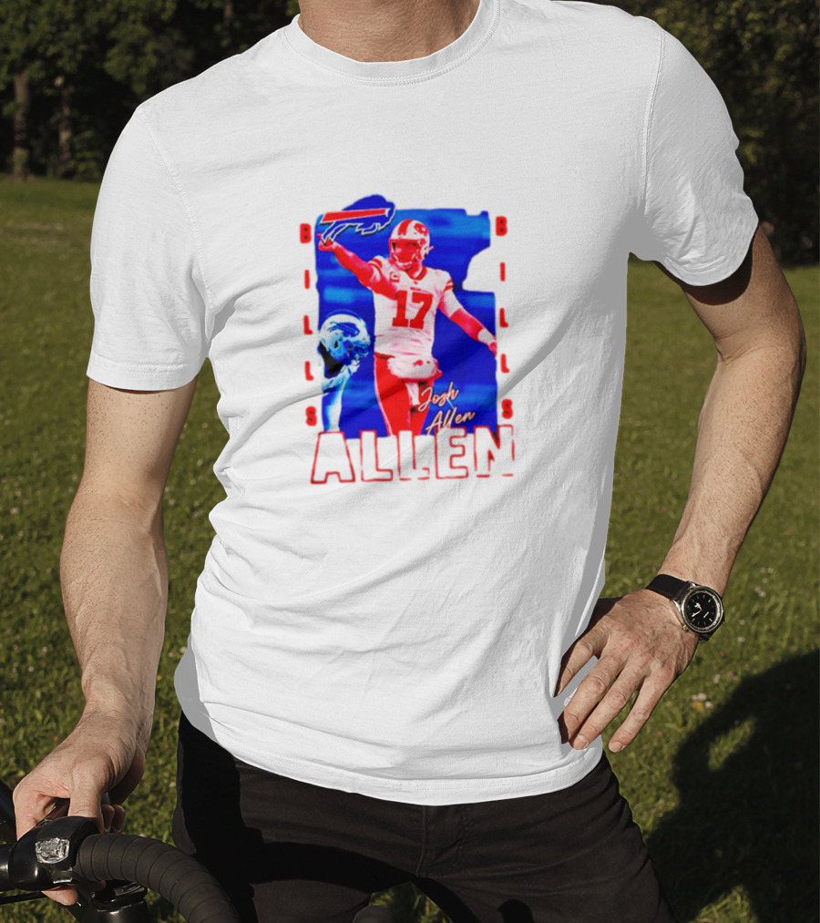 Josh Allen Buffalo Bills NFL Quarterback Iconic Play Action Image T-Shirt