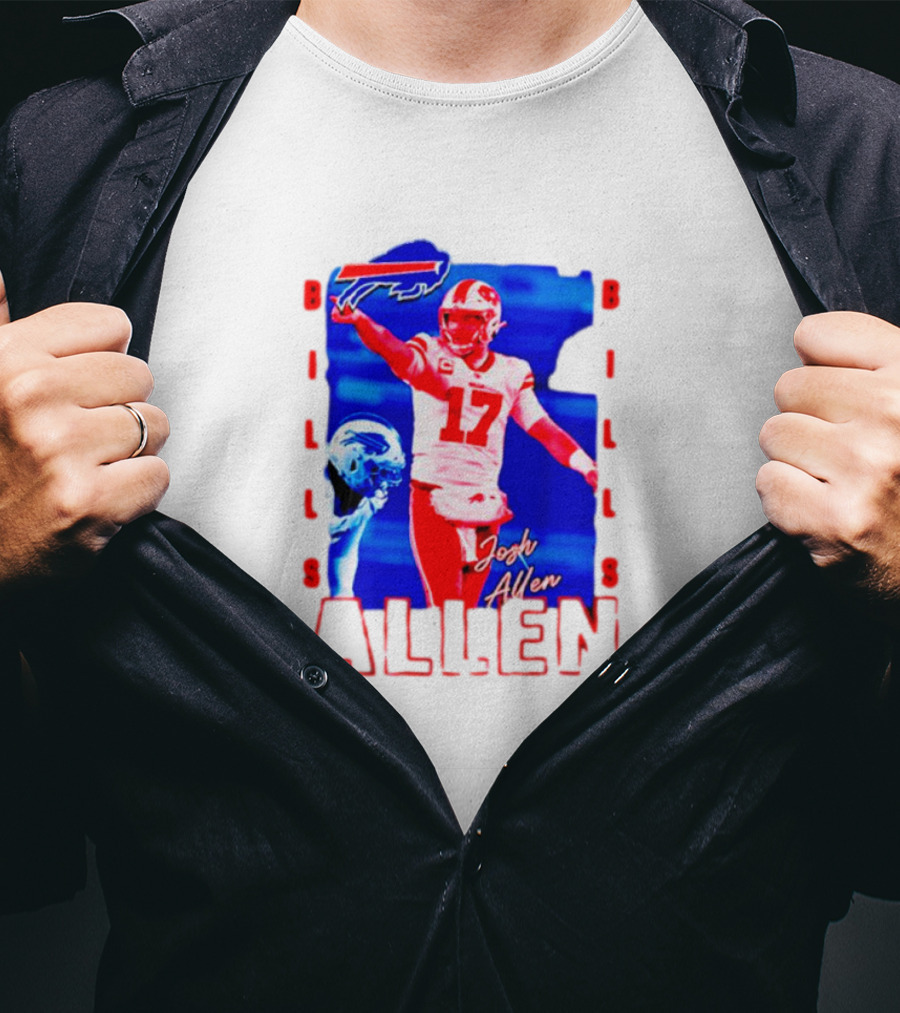 Josh Allen Buffalo Bills NFL Quarterback Iconic Play Action Image T-Shirt
