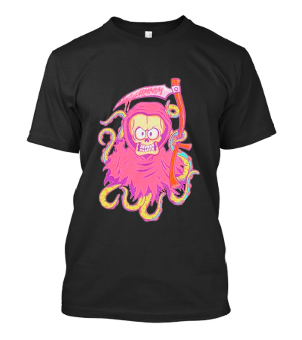 Mark Hoppus Hi My Name Is Mark Reaper Retro Neon Grim Reaper T-Shirt