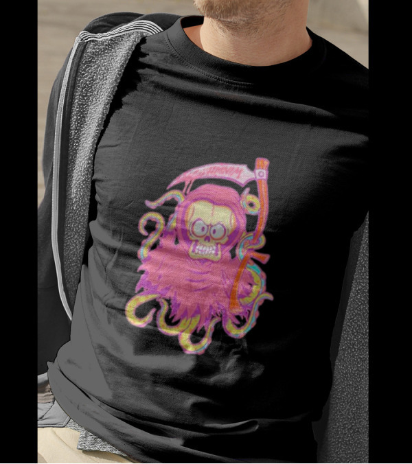Mark Hoppus Hi My Name Is Mark Reaper Retro Neon Grim Reaper T-Shirt