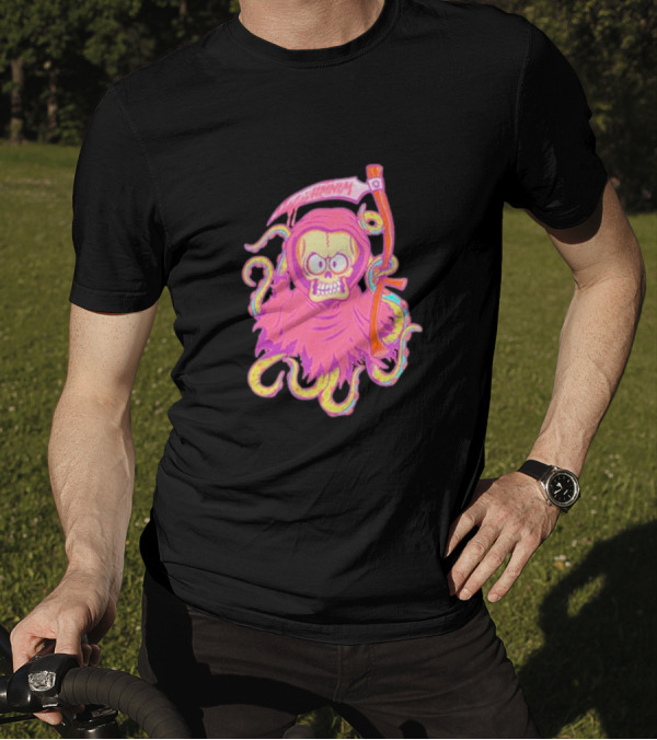 Mark Hoppus Hi My Name Is Mark Reaper Retro Neon Grim Reaper T-Shirt