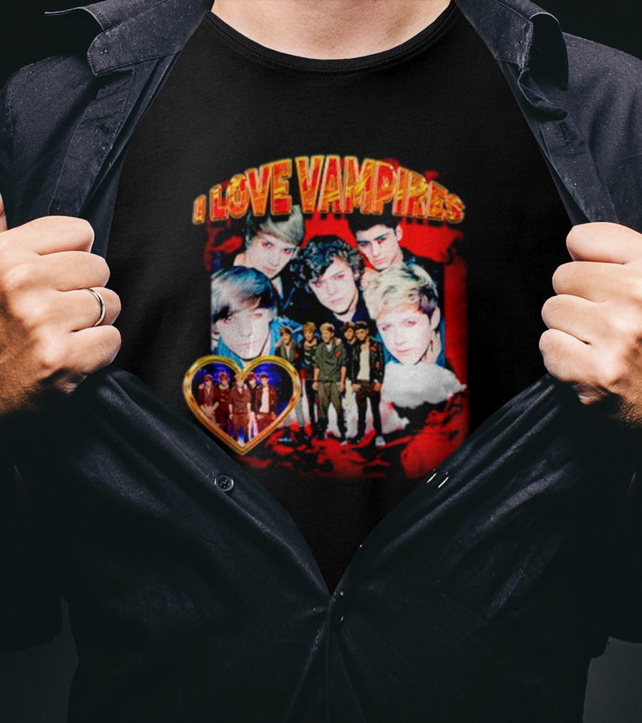One Direction I Love Vampires Heart Cloud Vampires T-Shirt