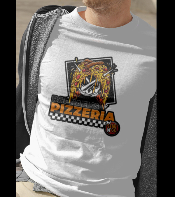 Raphael's Pizzeria Just Stab N' Go Pizza Graphic With Slicing Swords T-Shirt