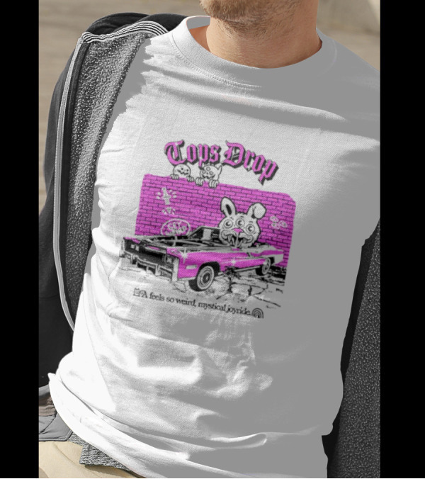 Tops Drop Feels So Weird Mystical Joyride Pink Lowrider With Cartoon Graffiti T-Shirt