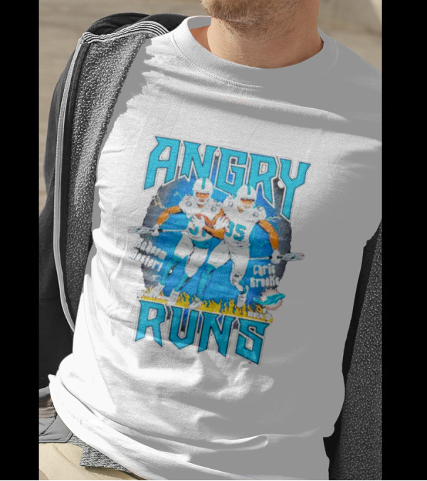 Angry Runs Dolphins Raheem Mostert Chris Brooks Football Action T-Shirt