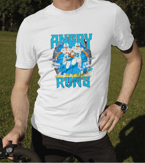 Angry Runs Dolphins Raheem Mostert Chris Brooks Football Action T-Shirt