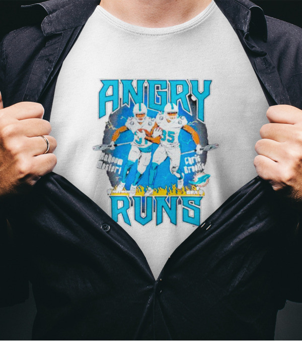 Angry Runs Dolphins Raheem Mostert Chris Brooks Football Action T-Shirt