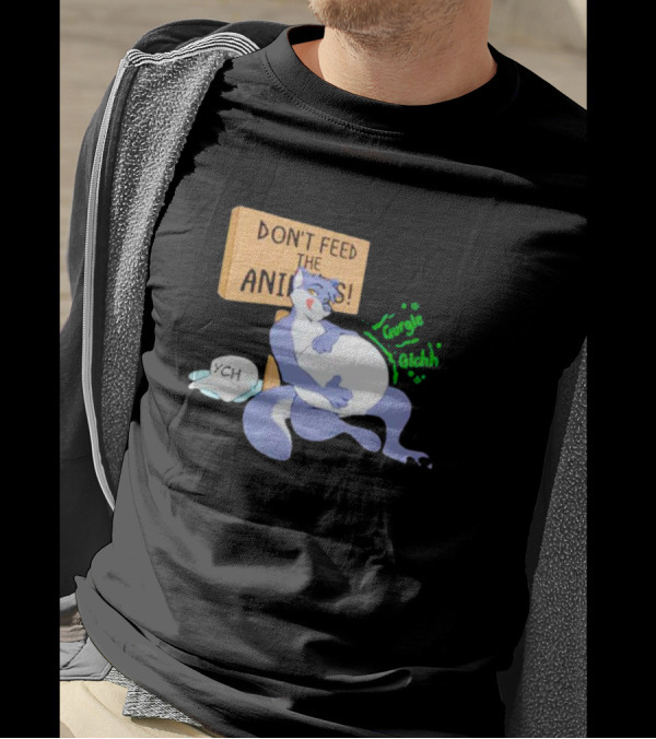 Don’t Feed The Animals Gurgle Glchh YCH Cartoon Fox Plush Stomach T-Shirt