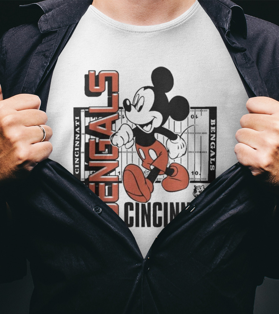 Junkfood X NFL Bengals Mickey Cincinnati Football Field Vintage T-Shirt