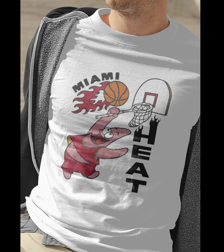 Miami Heat Homage Patrick Star Basketball Dunking Fun T-Shirt