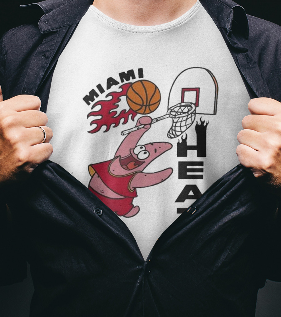 Miami Heat Homage Patrick Star Basketball Dunking Fun T-Shirt