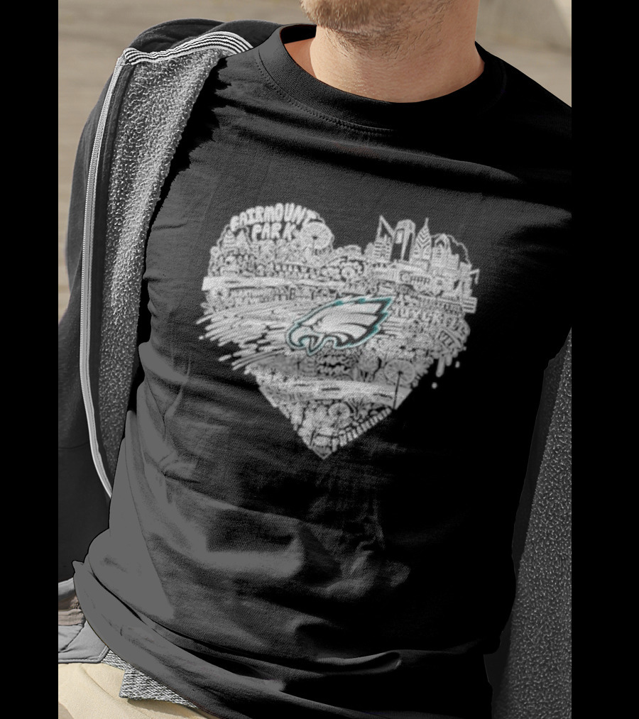 Philadelphia Eagles Fairmount Park West River Heart T-Shirt