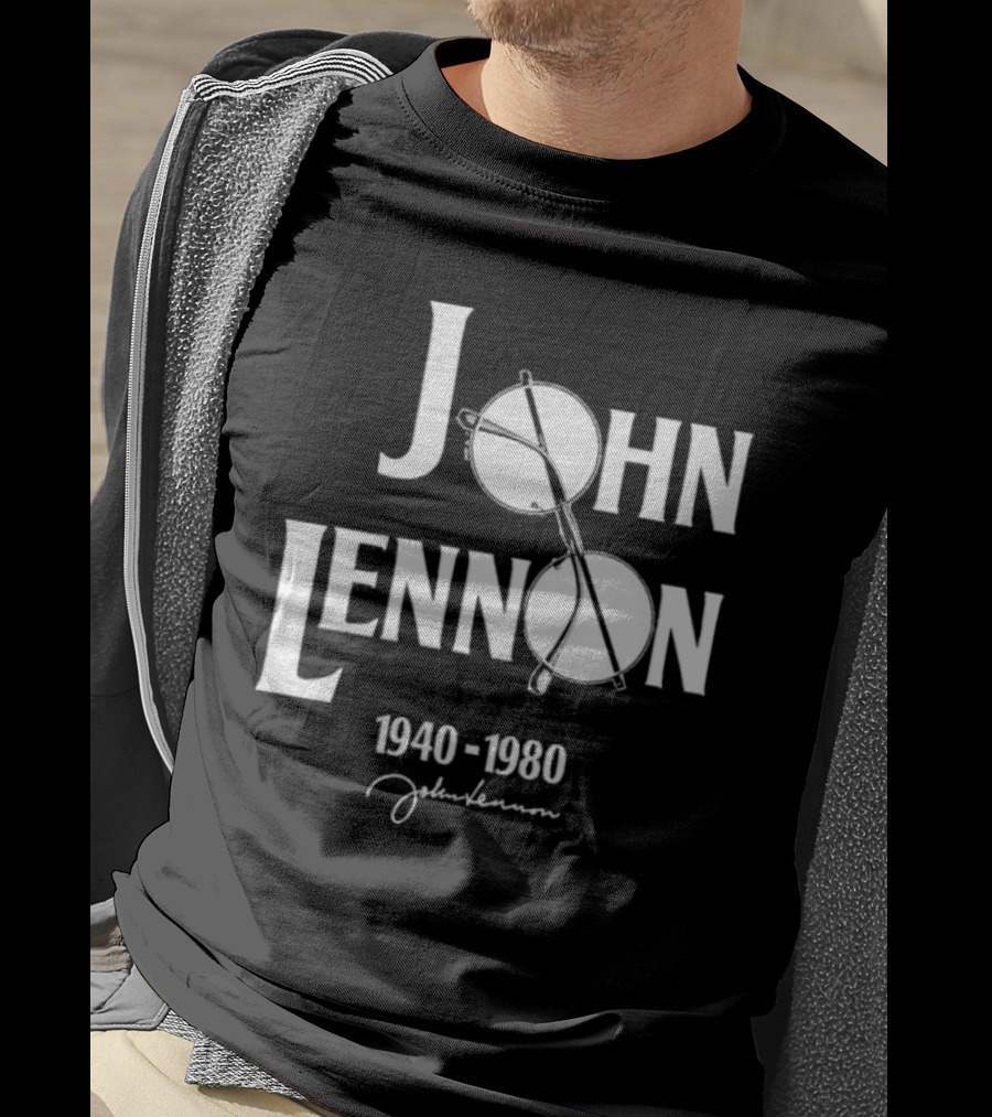 John Lennon 1940-1980 Peace Symbol Signature T-Shirt