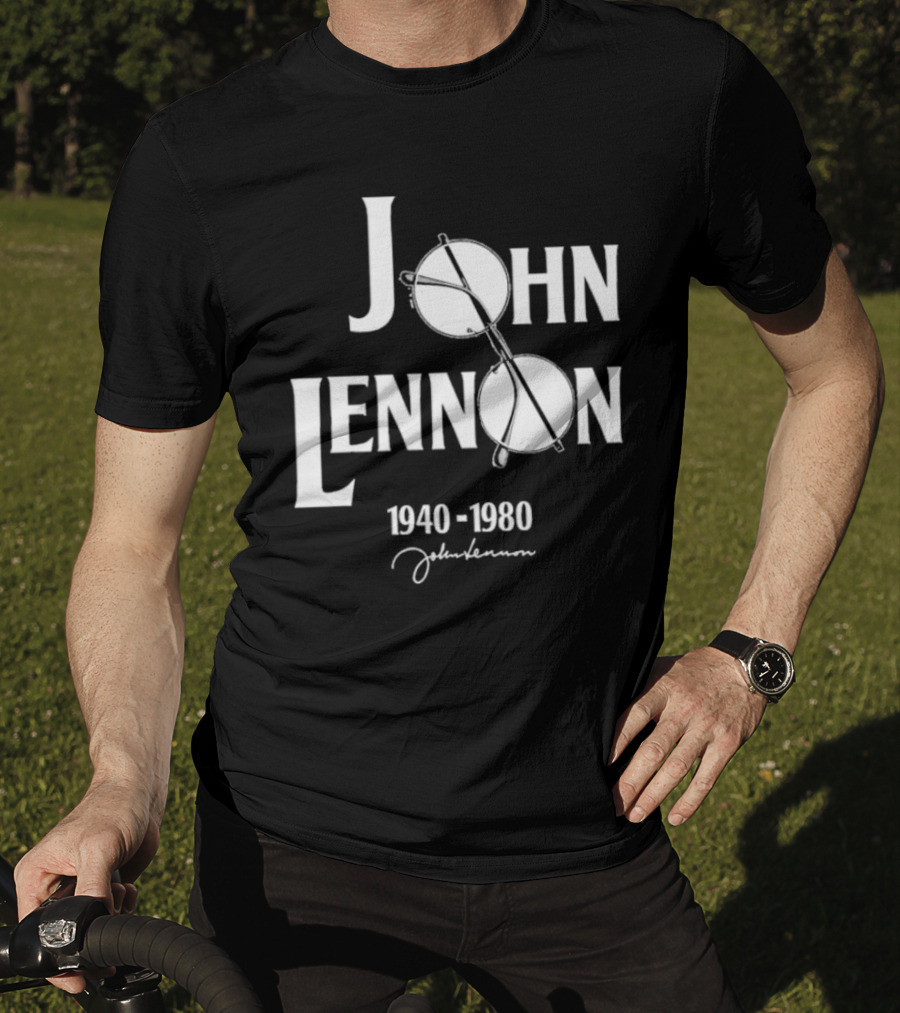 John Lennon 1940-1980 Peace Symbol Signature T-Shirt