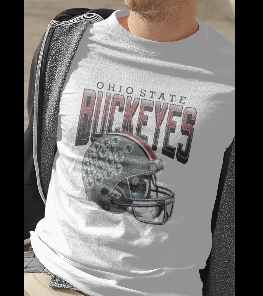 Ohio State Buckeyes Helmet With Leaf Stickers T-Shirt