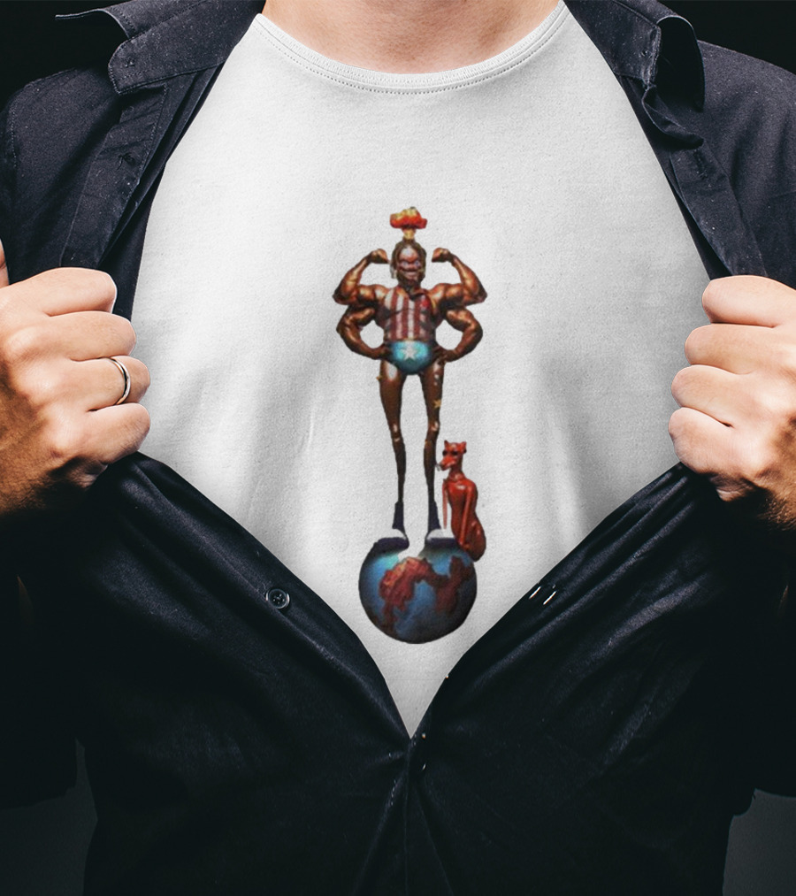 Travis Scott Circus Maximus Strongman And Feline On Globe T-Shirt