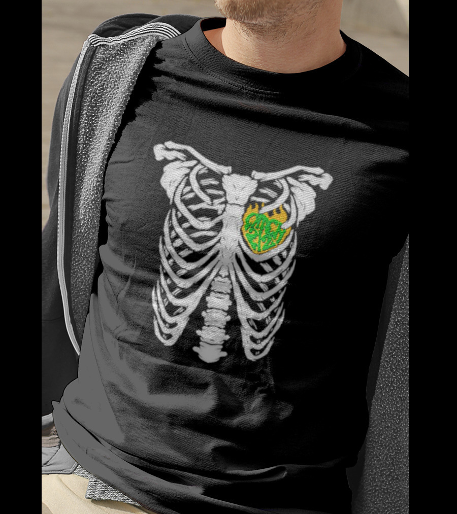 Catch 2 2 Never Die Skeleton Ribcage Flame T-Shirt