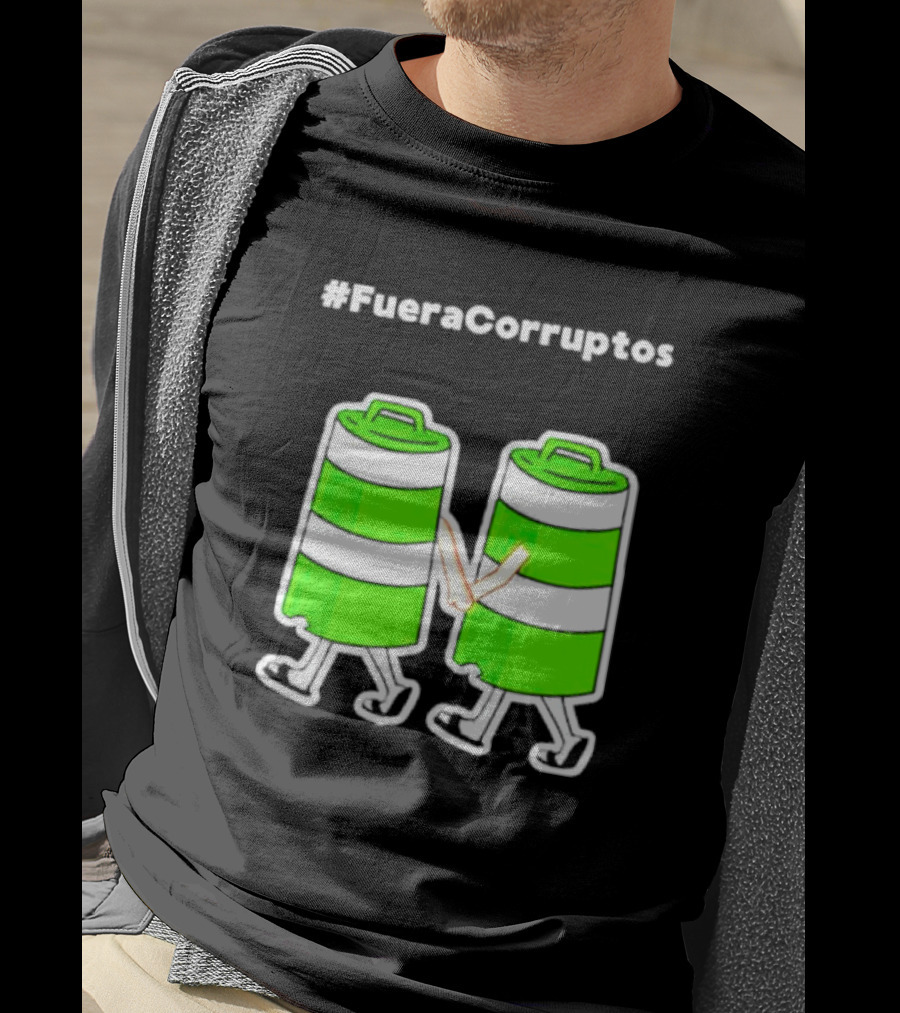 Paola Hurtado Uri Samayoa #Fueracorruptos Green Bins Handshake T-Shirt