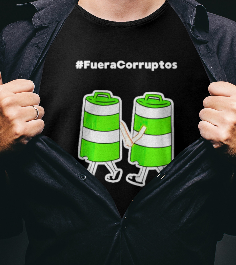 Paola Hurtado Uri Samayoa #Fueracorruptos Green Bins Handshake T-Shirt