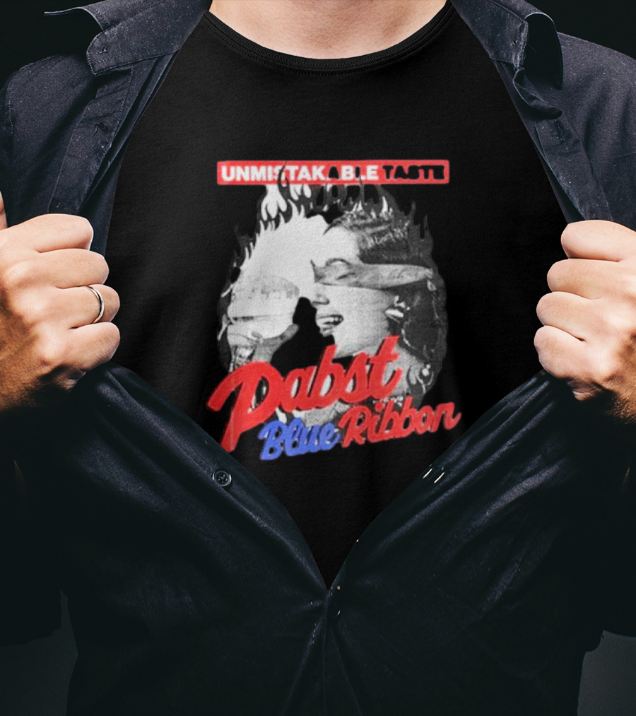 Unmistakable Taste Pabst Blue Ribbon Fiery T-Shirt