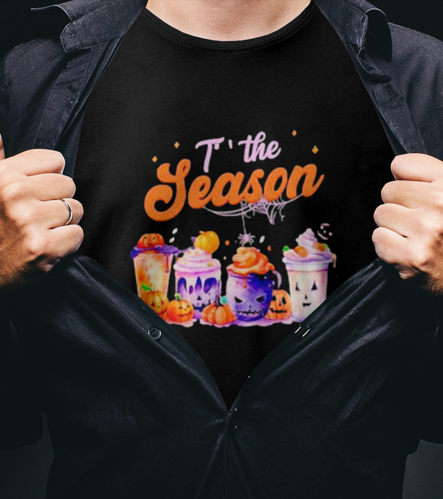 Sandjest Halloween Tis The Season Pumpkin Drinks T-Shirt