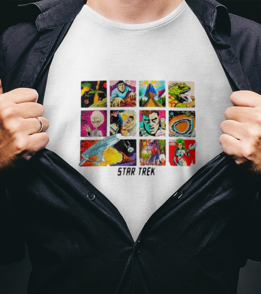 Star Trek Comic Book Classic Illustrated Scenes And Characters T-Shirt