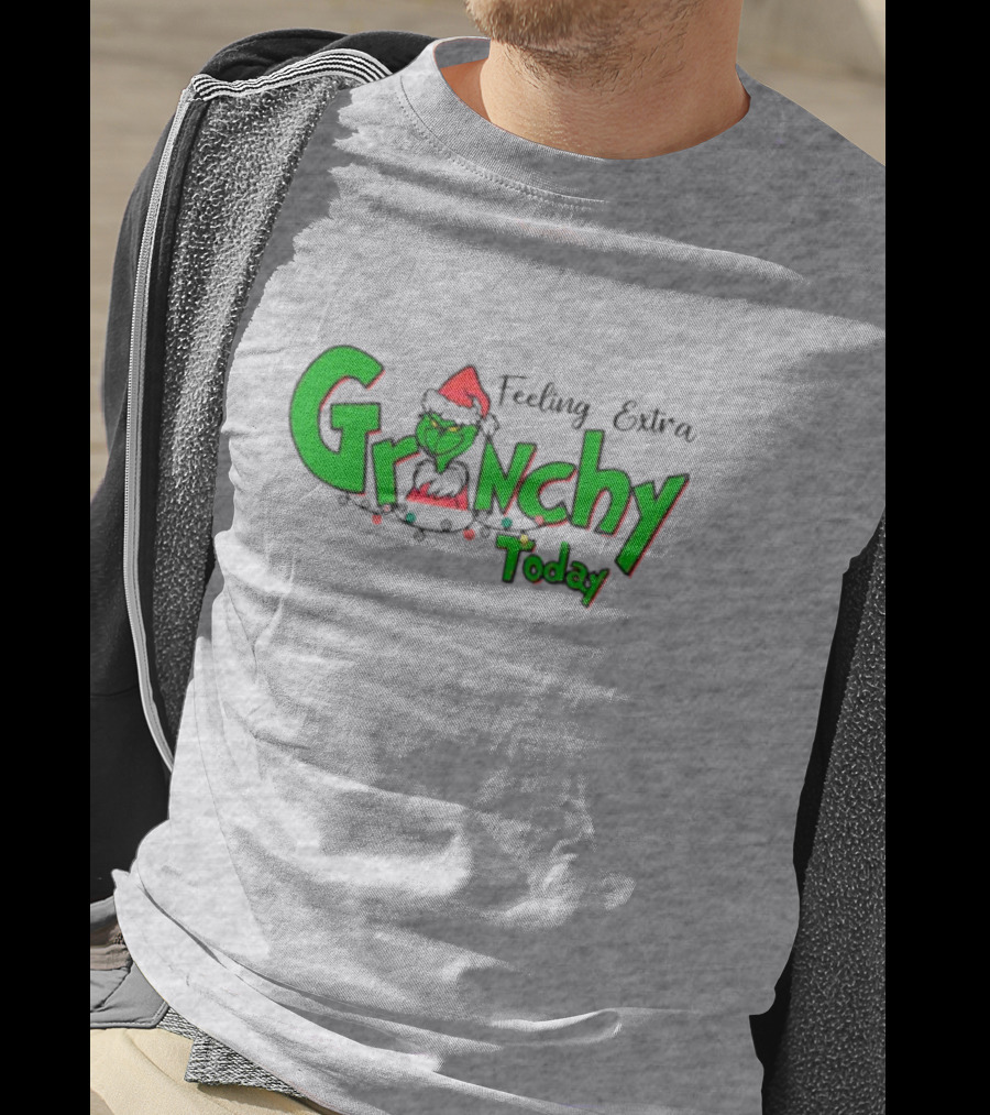 Feeling Extra Grinchy Today Christmas Grinch Santa Hat T-Shirt