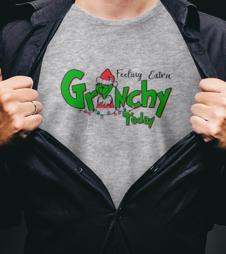 Feeling Extra Grinchy Today Christmas Grinch Santa Hat T-Shirt