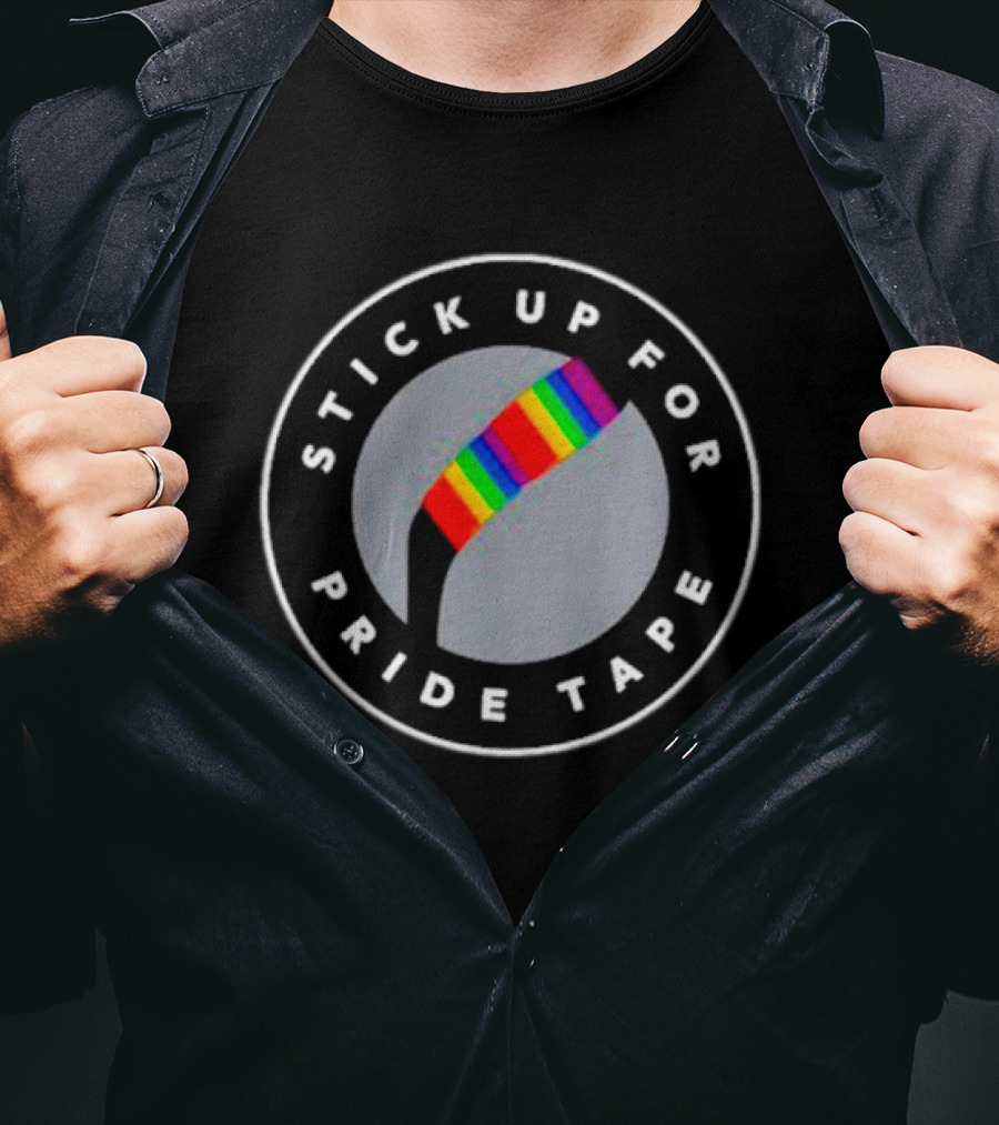 Stick Up For Pride Tape Hockey Rainbow Support T-Shirt