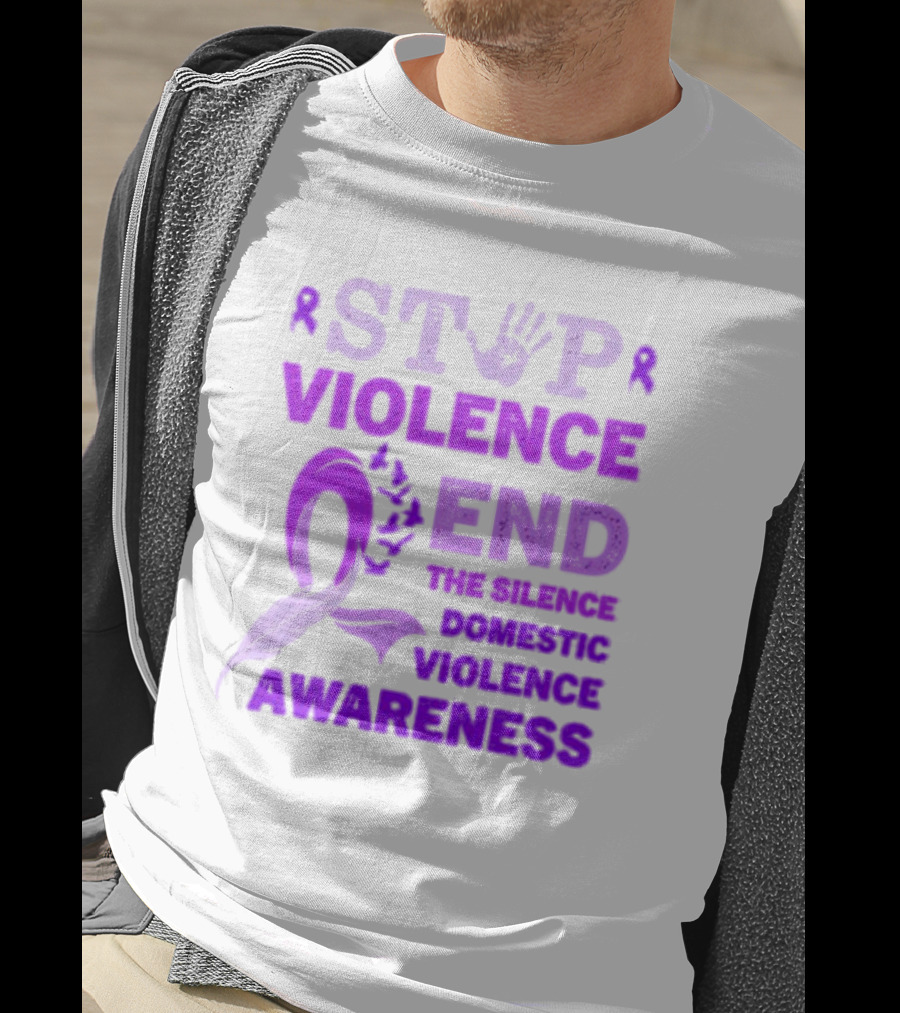 Stop Violence End The Silence Domestic Violence Awareness Purple T-Shirt
