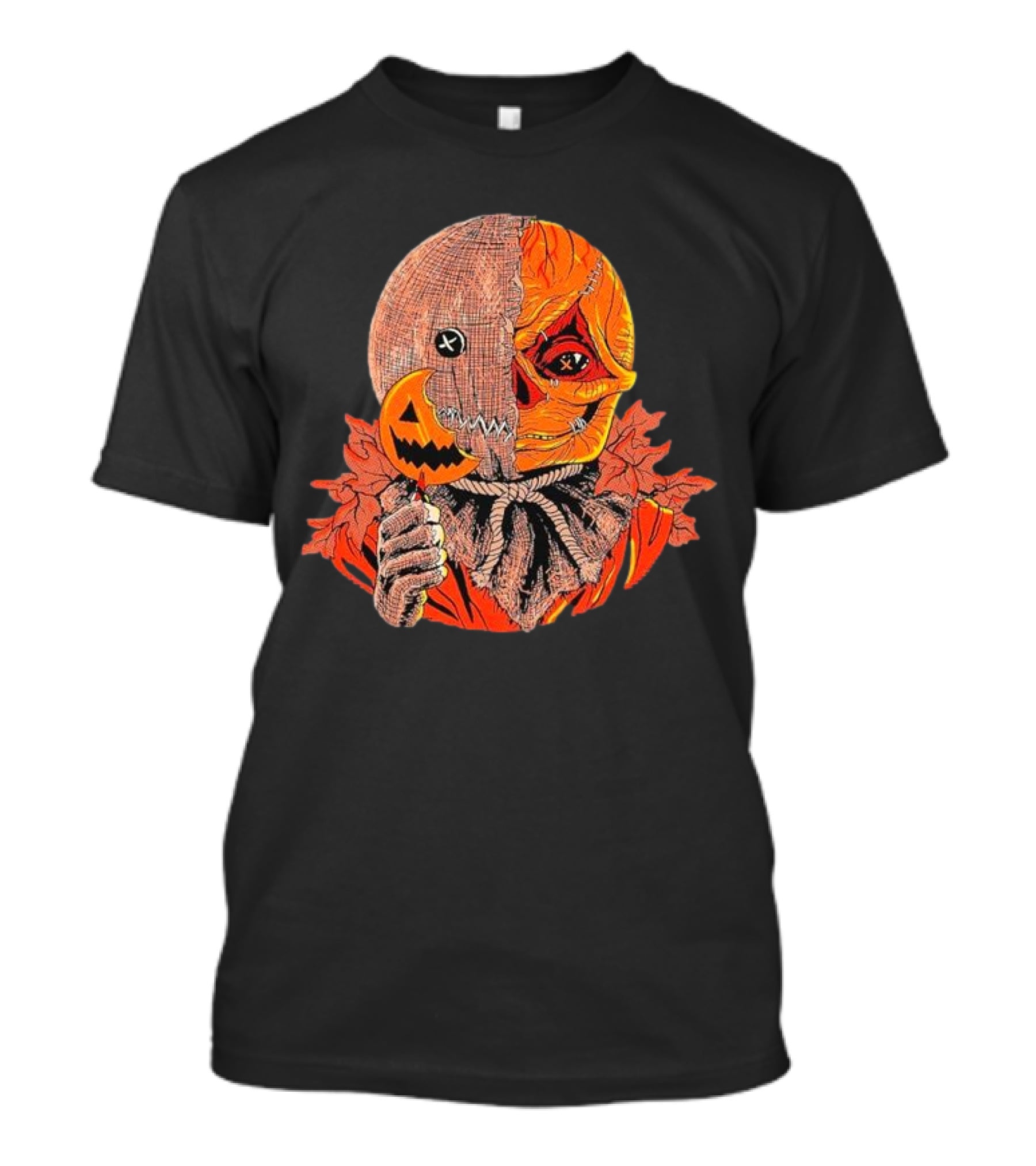 Horrors Of Halloween Trick R Treat Pumpkin Skull Mask T-Shirt