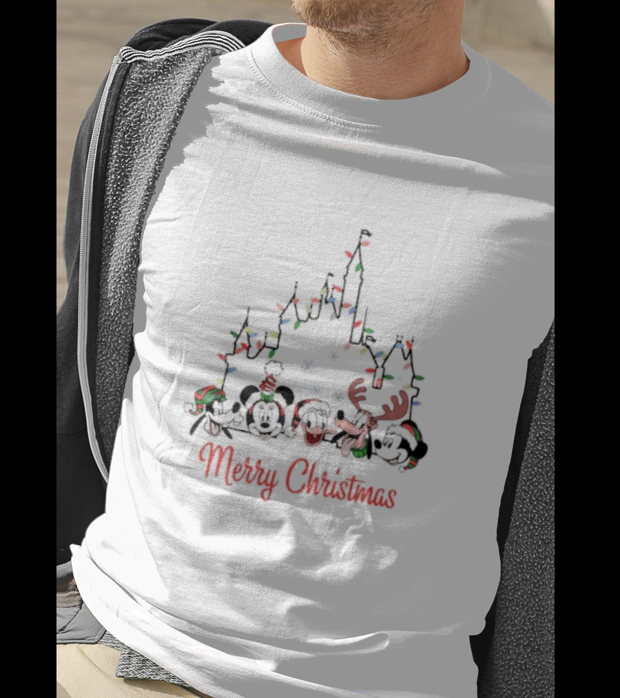 Merry Christmas Disney Castle With Disney Friends T-Shirt
