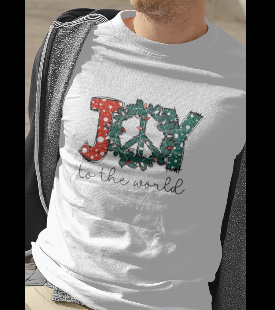 Joy To The World Christmas Wreath Peace T-Shirt