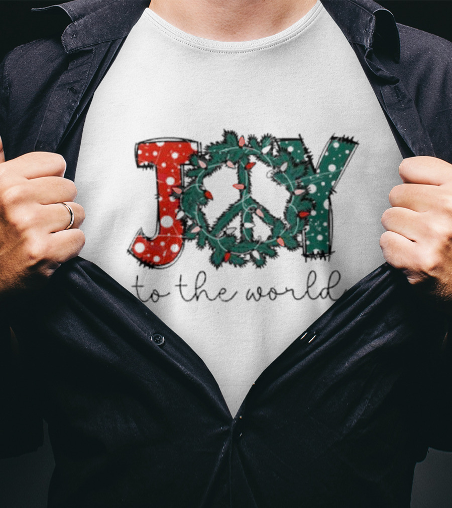 Joy To The World Christmas Wreath Peace T-Shirt