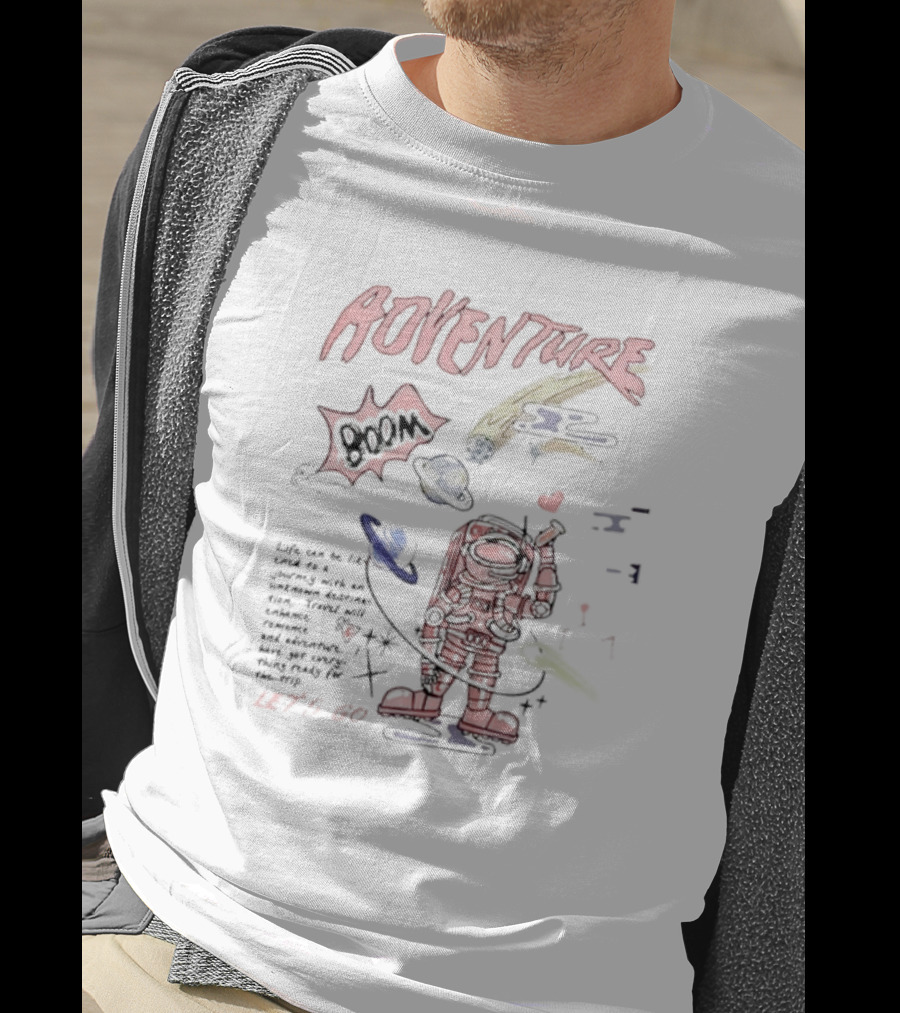 AOVENTURE Boom Let's Go Space Adventure With Astronaut And Cosmic Elements T-Shirt