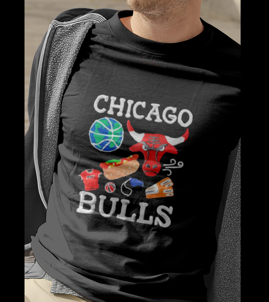 Chicago Bulls NBA Claymation Hot Dog Basketball Jersey Sneaker T-Shirt