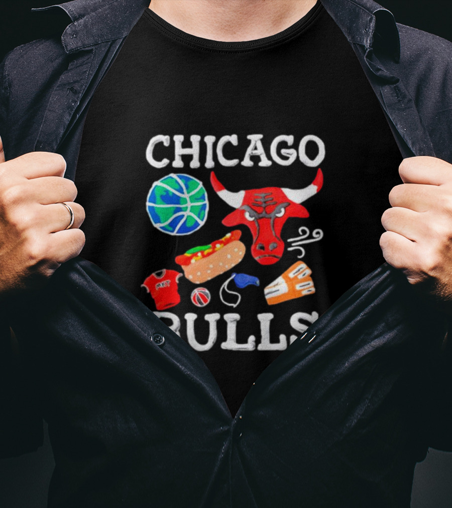 Chicago Bulls NBA Claymation Hot Dog Basketball Jersey Sneaker T-Shirt