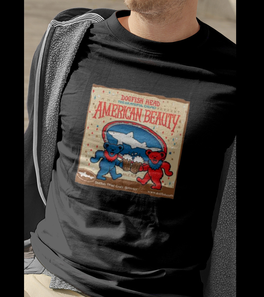 Dogfish Head The Grateful Dead Present American Beauty Pale Ale Dancing Bears Dogfish Head Craft Brewery T-Shirt