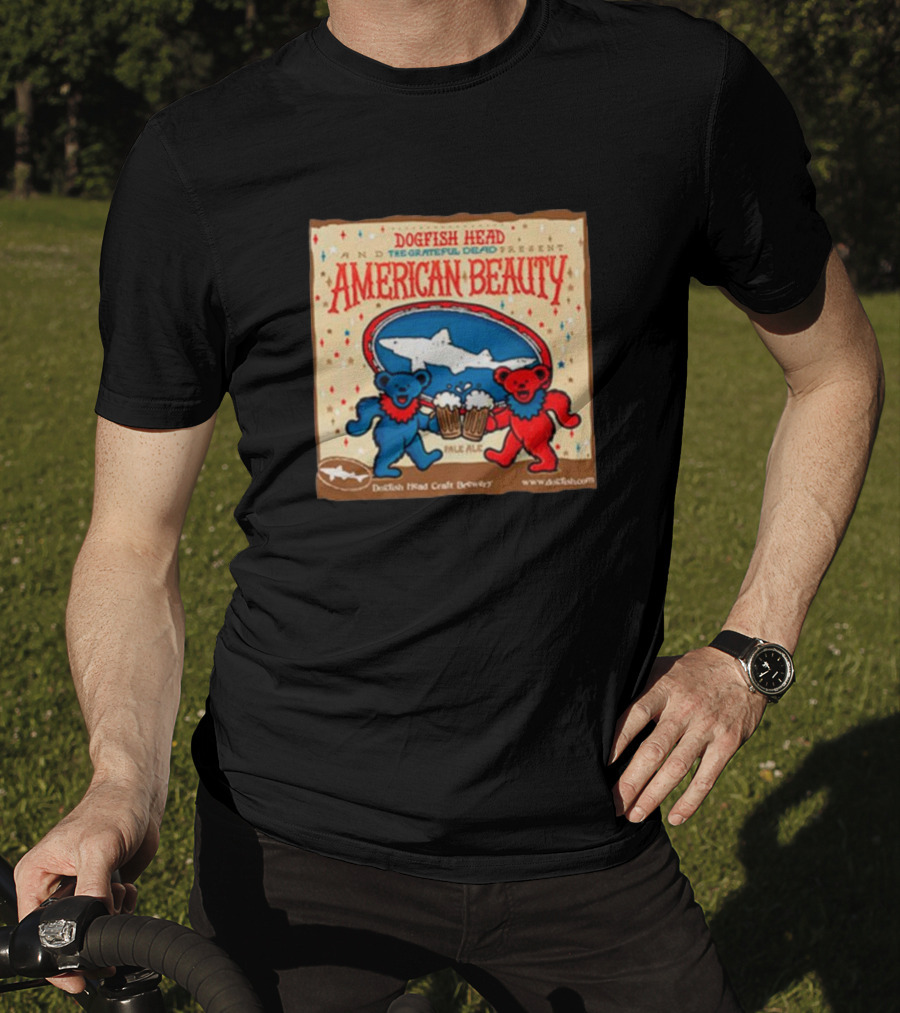 Dogfish Head The Grateful Dead Present American Beauty Pale Ale Dancing Bears Dogfish Head Craft Brewery T-Shirt
