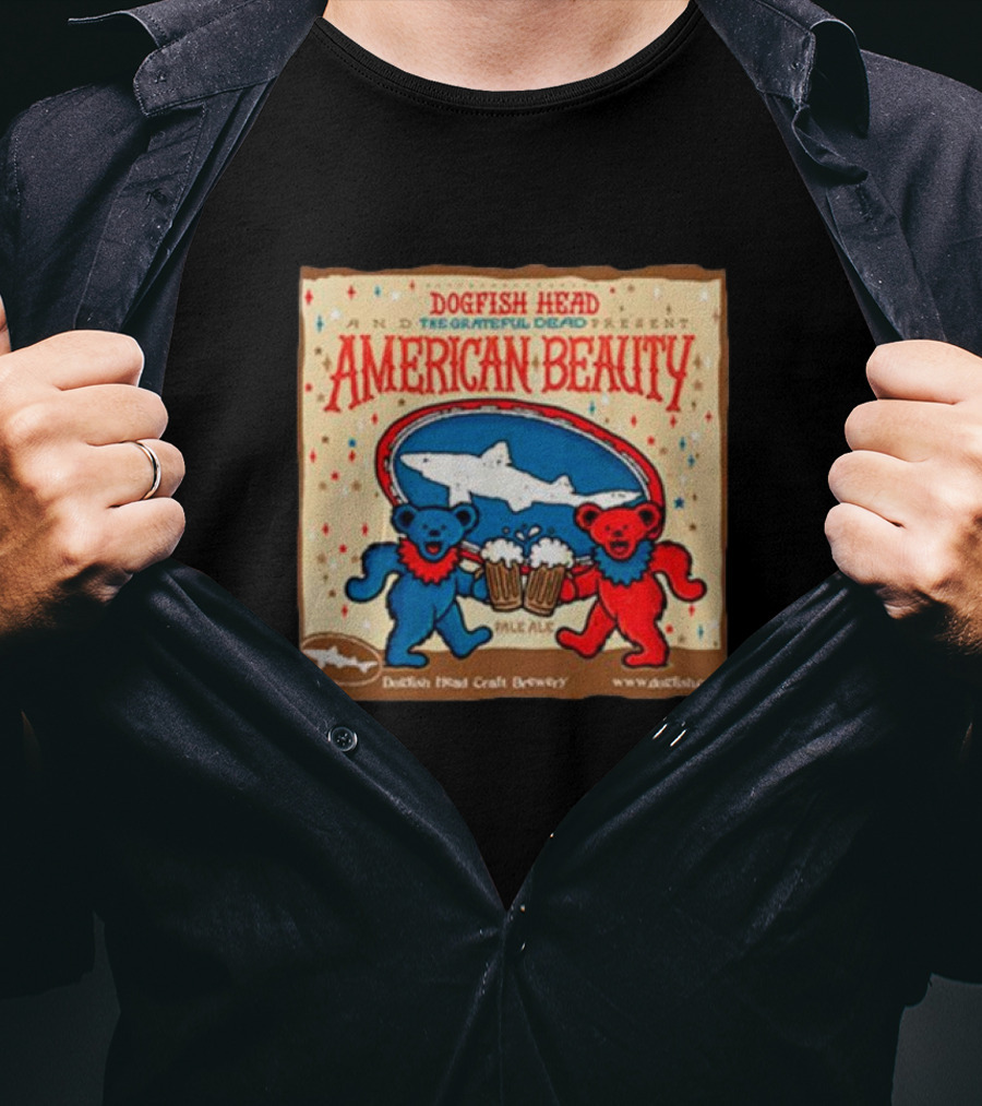 Dogfish Head The Grateful Dead Present American Beauty Pale Ale Dancing Bears Dogfish Head Craft Brewery T-Shirt