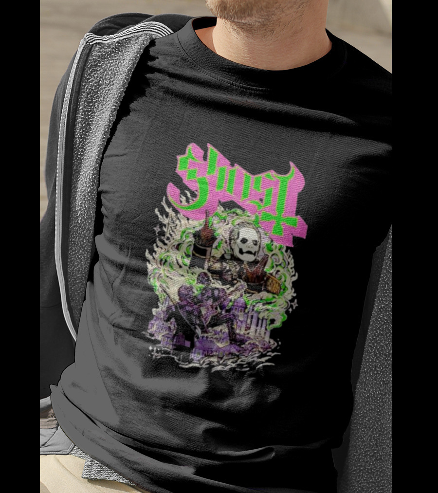 Ghost Cardinal Copia Psychedelic Gothic Smoky Scene T-Shirt
