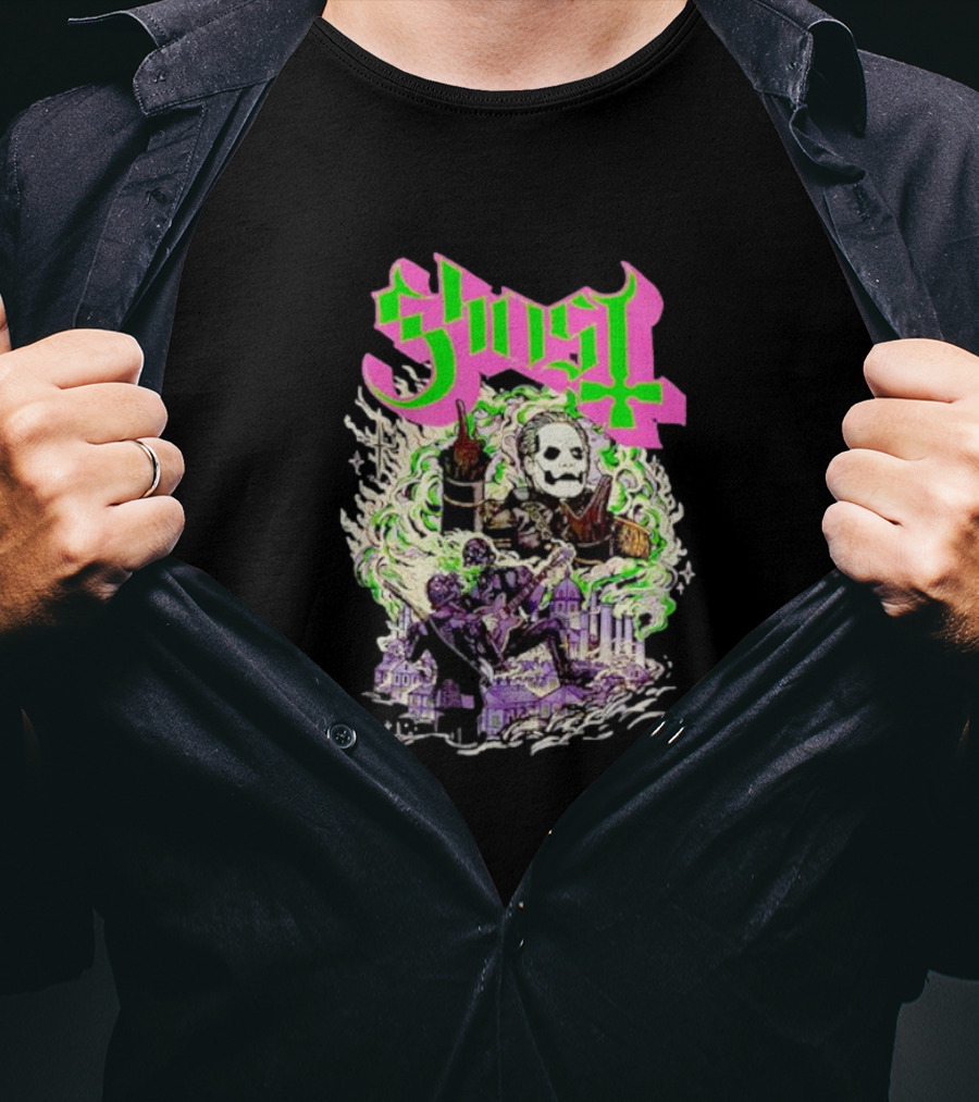 Ghost Cardinal Copia Psychedelic Gothic Smoky Scene T-Shirt