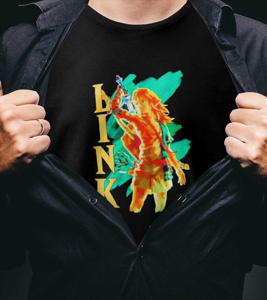 Nintendo The Legend Of Zelda Link Tears Of The Kingdom Green And Gold T-Shirt